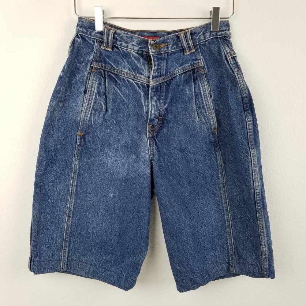 Bonjour Vintage Jean Shorts Blue Pocket High Waist